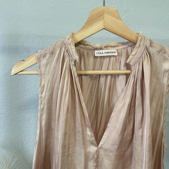 Ulla Johnson Satin V-neck Sleeveless Top - Picture 2 of 9